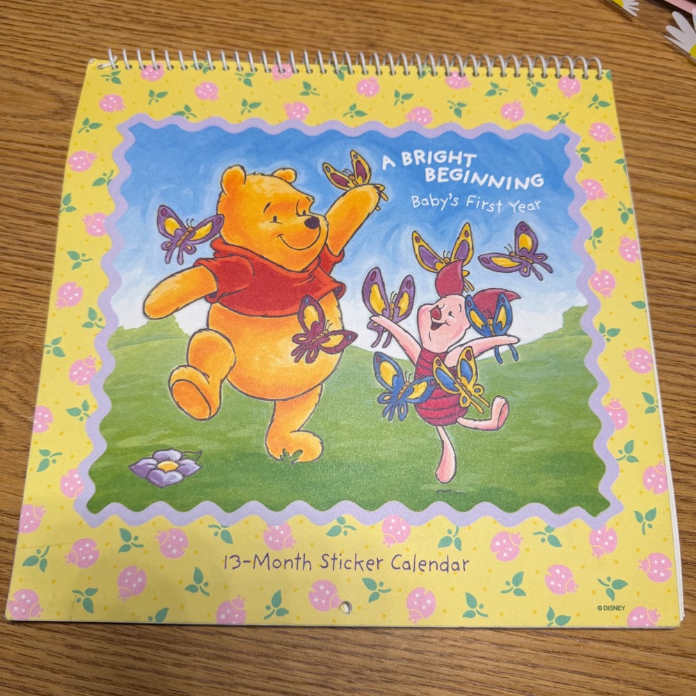 Hallmark Disney Winnie the Pooh Baby First Year Sticker Calendar Complete Vtg